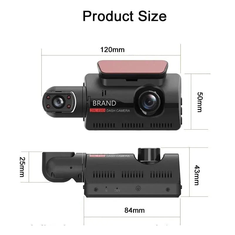 1080P Dual Lens Car DVR Dash Cam Video Recorder G-Sensor Front and inside Camera