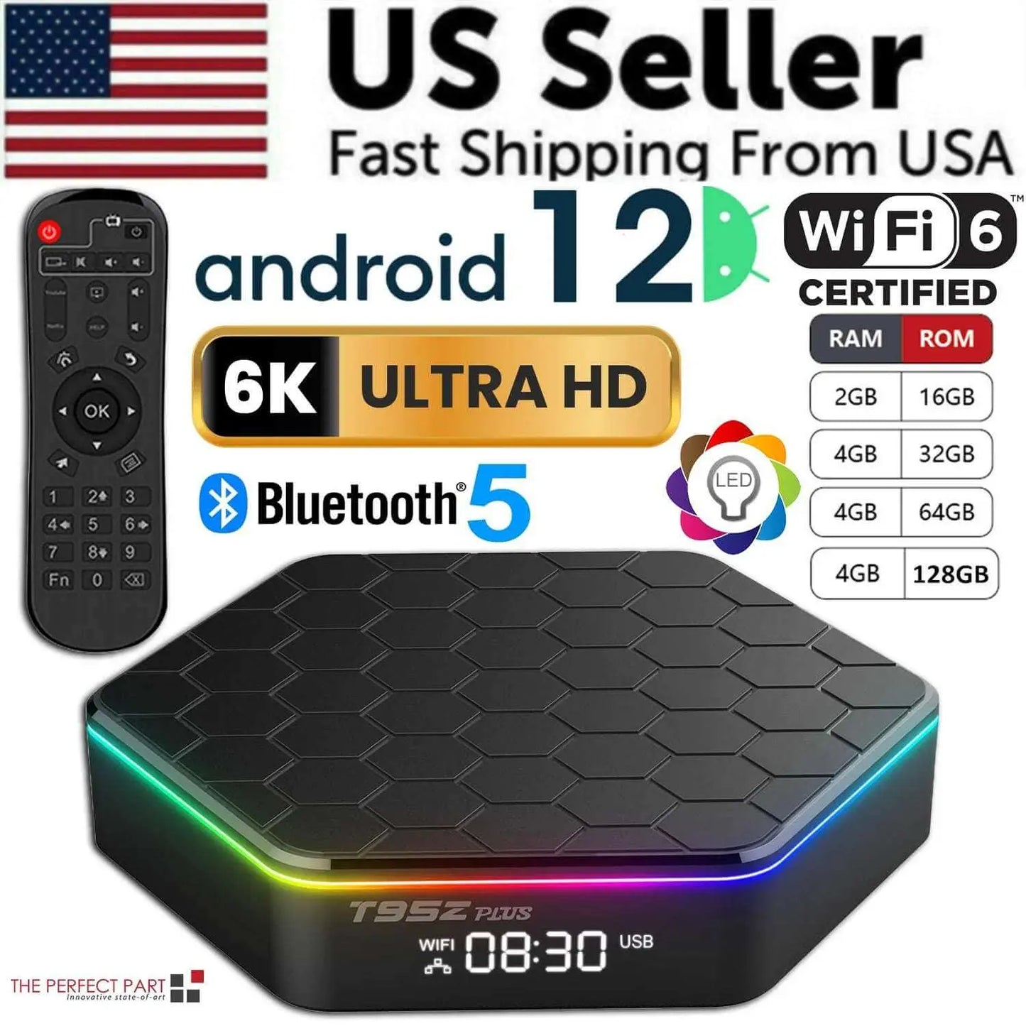 2023 Upgraded T95Z plus Smart Android 12.0 TV Box Quad Core 6K HD Stream Player