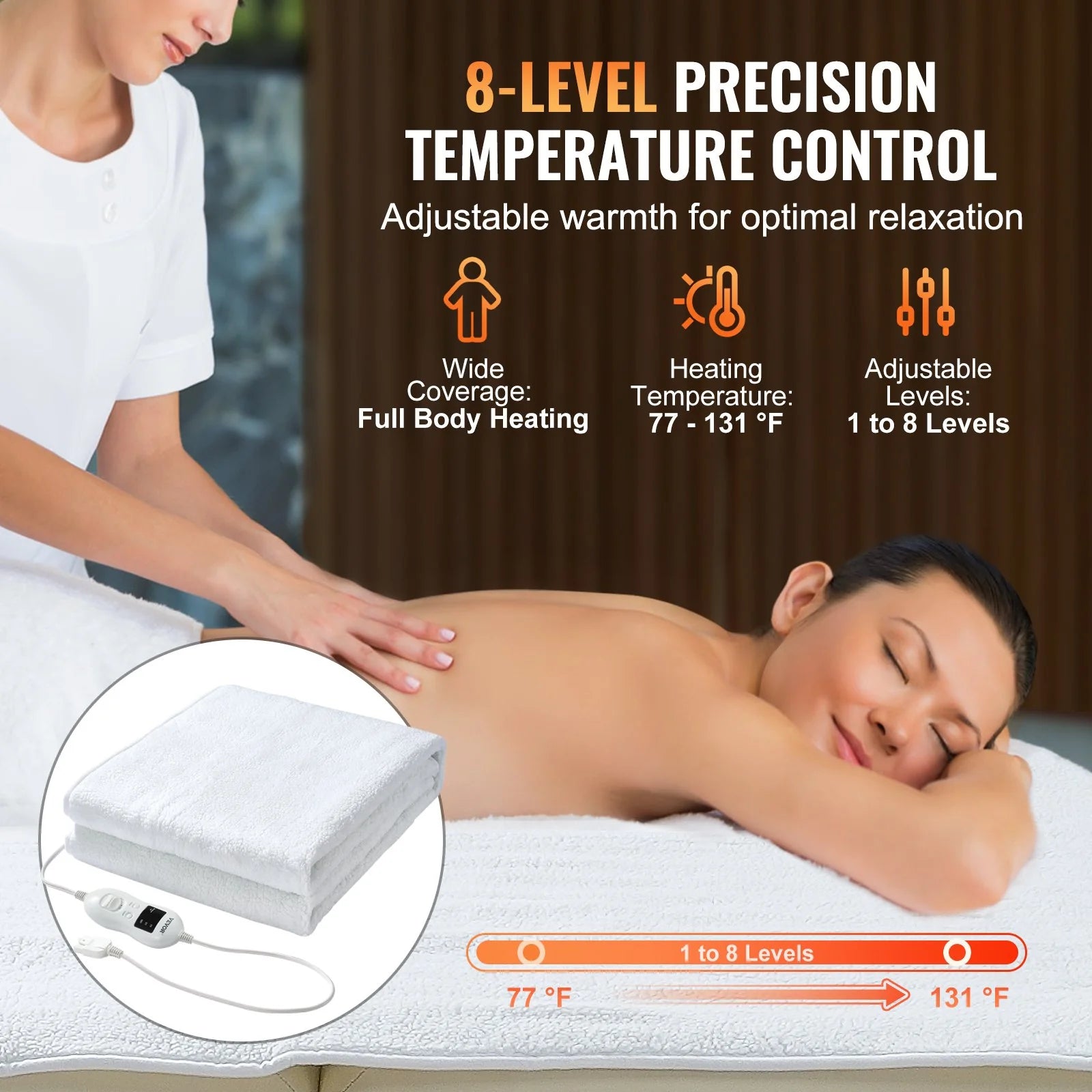 VEVOR Massage Table Warmer Heating Pad with Timer & 8 Heat Settings 73.6 X 30