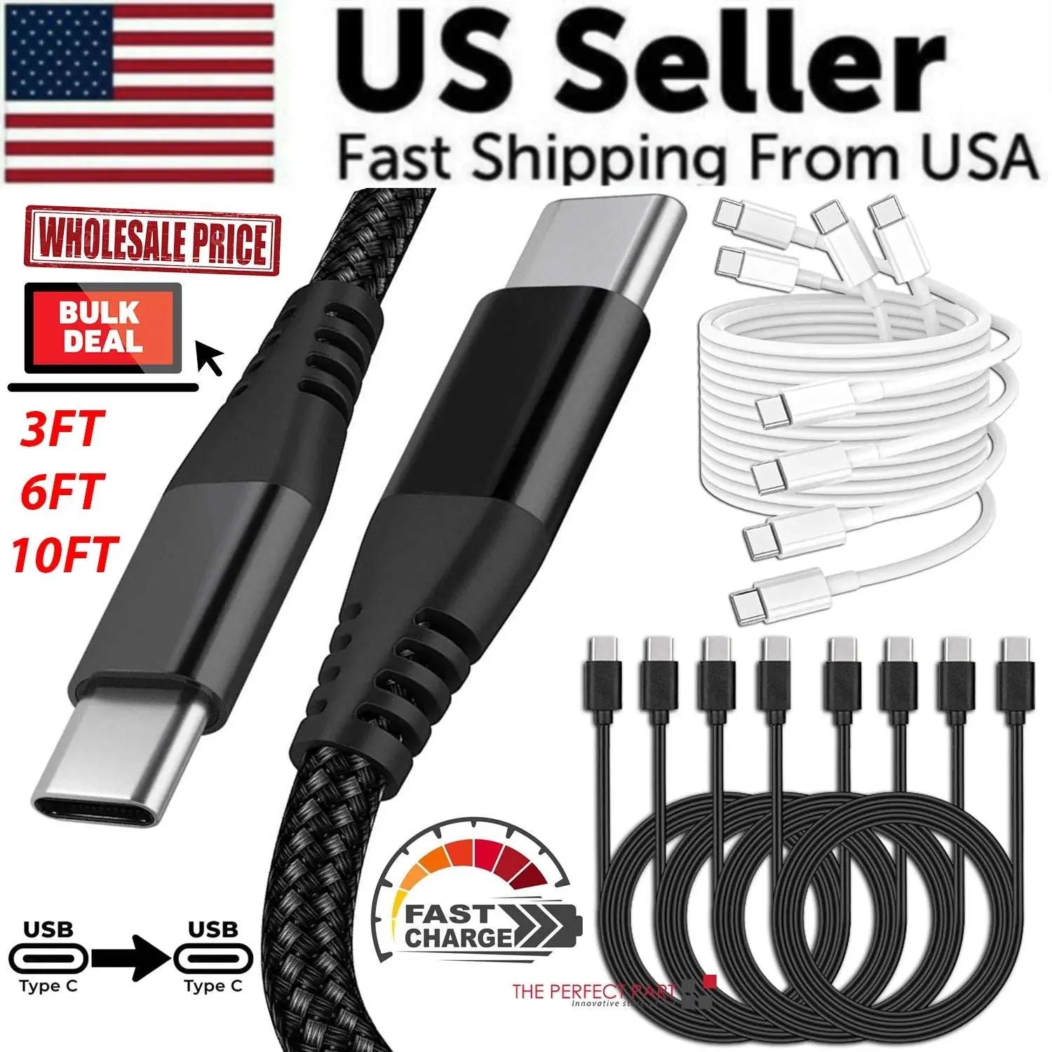 Lightning Fast & Ultra Durable: Braided USB-C Charge & Sync Cable Bundle (3/6/10FT) - FutureTech Emporium