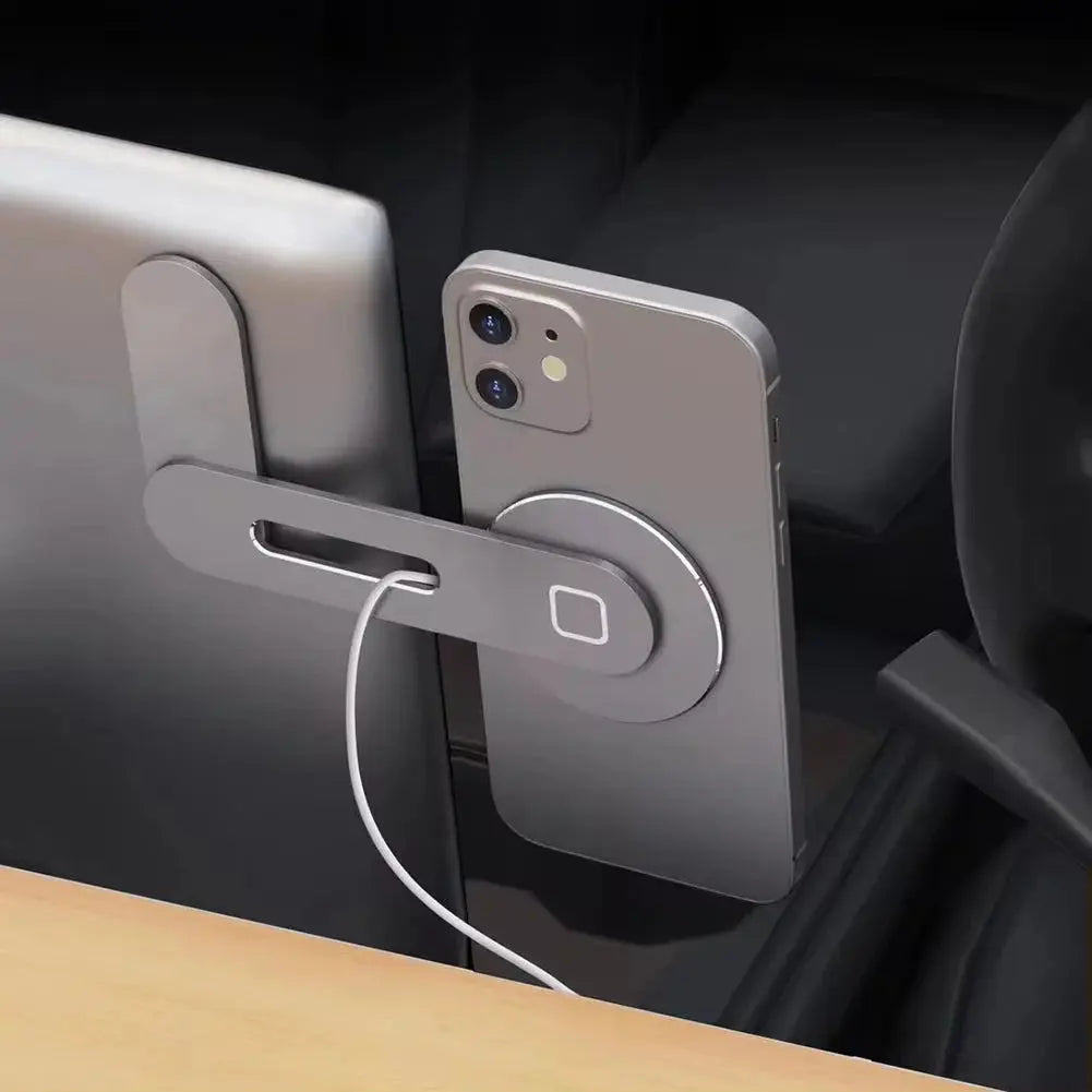 Metal Expansion Phone Stand for Laptop and Tesla Vehicles - Magnetic Folding Phone Holder with 15W Fast Charger - FutureTech Emporium