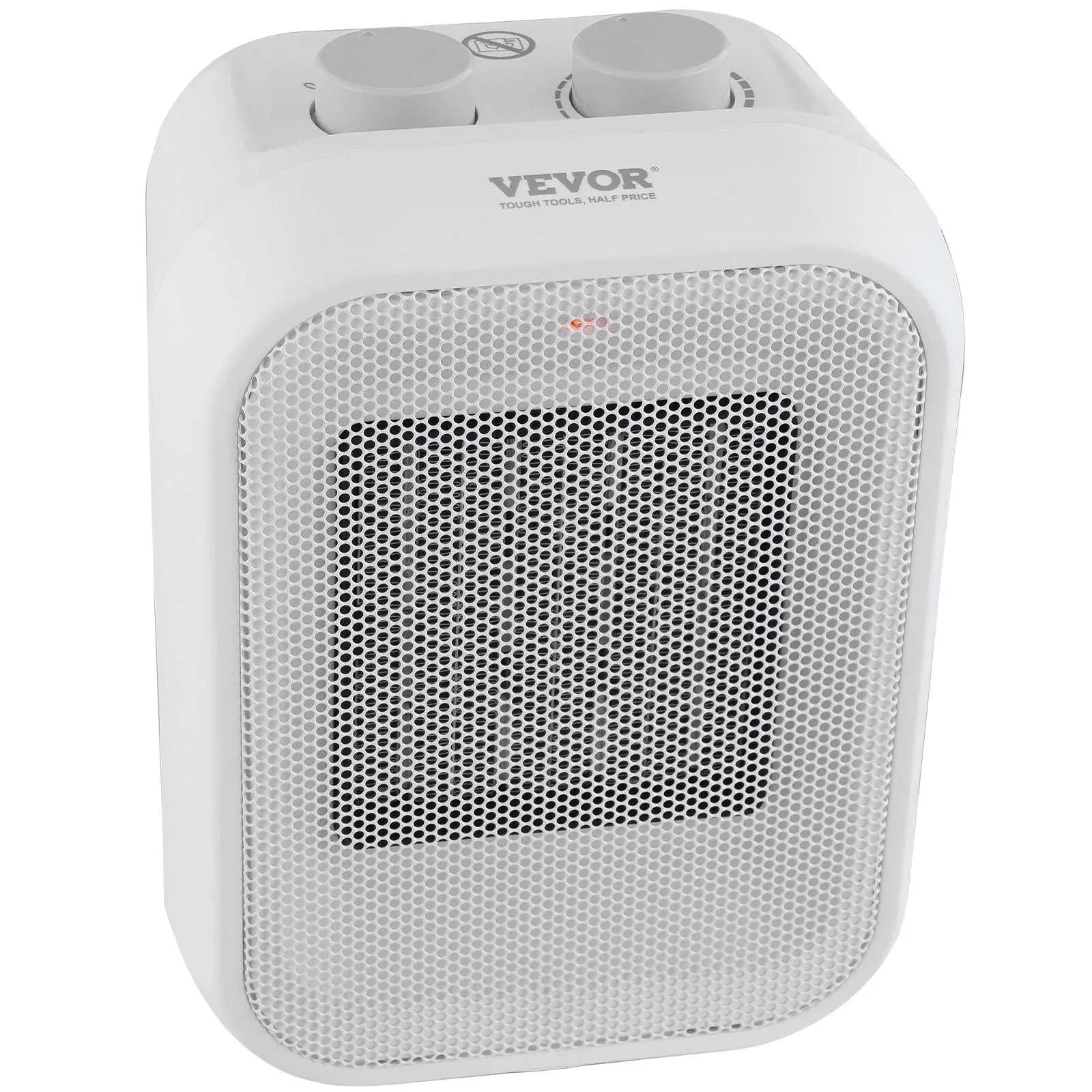 VEVOR Portable Electric Space Heater with Thermostat, 1000W/1500W 2-Level Adjustable Quiet Ceramic Heater Fan, 9 in Tip-Over Shutdown Flame-Retardant PP Small Heaters for Office Room Desk Indoor Use